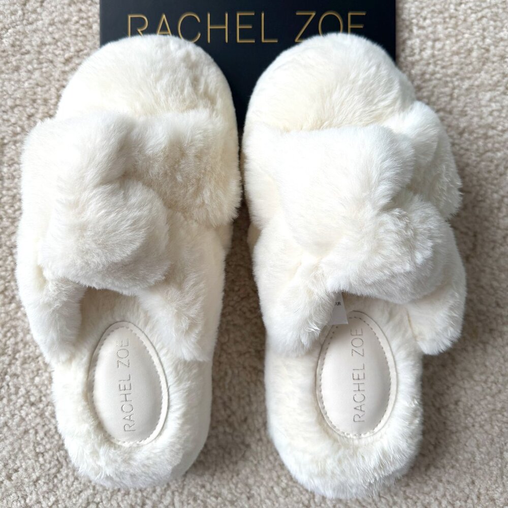 Rachel Zoe Plush Slippers Sz M